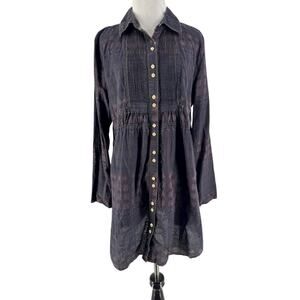 3J Workshop Johnny Was Women's Long Sleeve Tunic Button-Up Blouse Size Medium